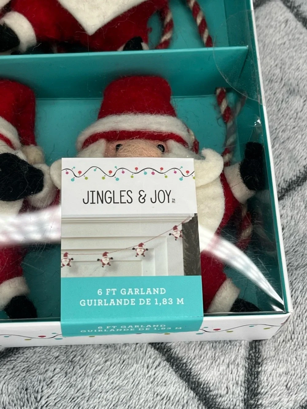 Jingles & Joy 6ft Felt Santa Christmas Garland Holiday Mantel Door Decor